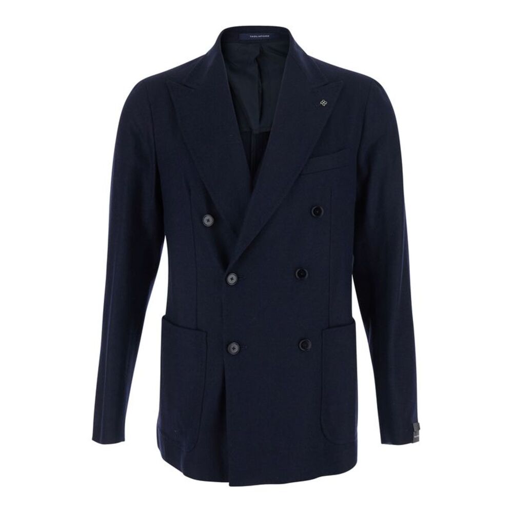 Tagliatore Men Montecarlo Double-Breasted Jacket With Peak Revers In Blue